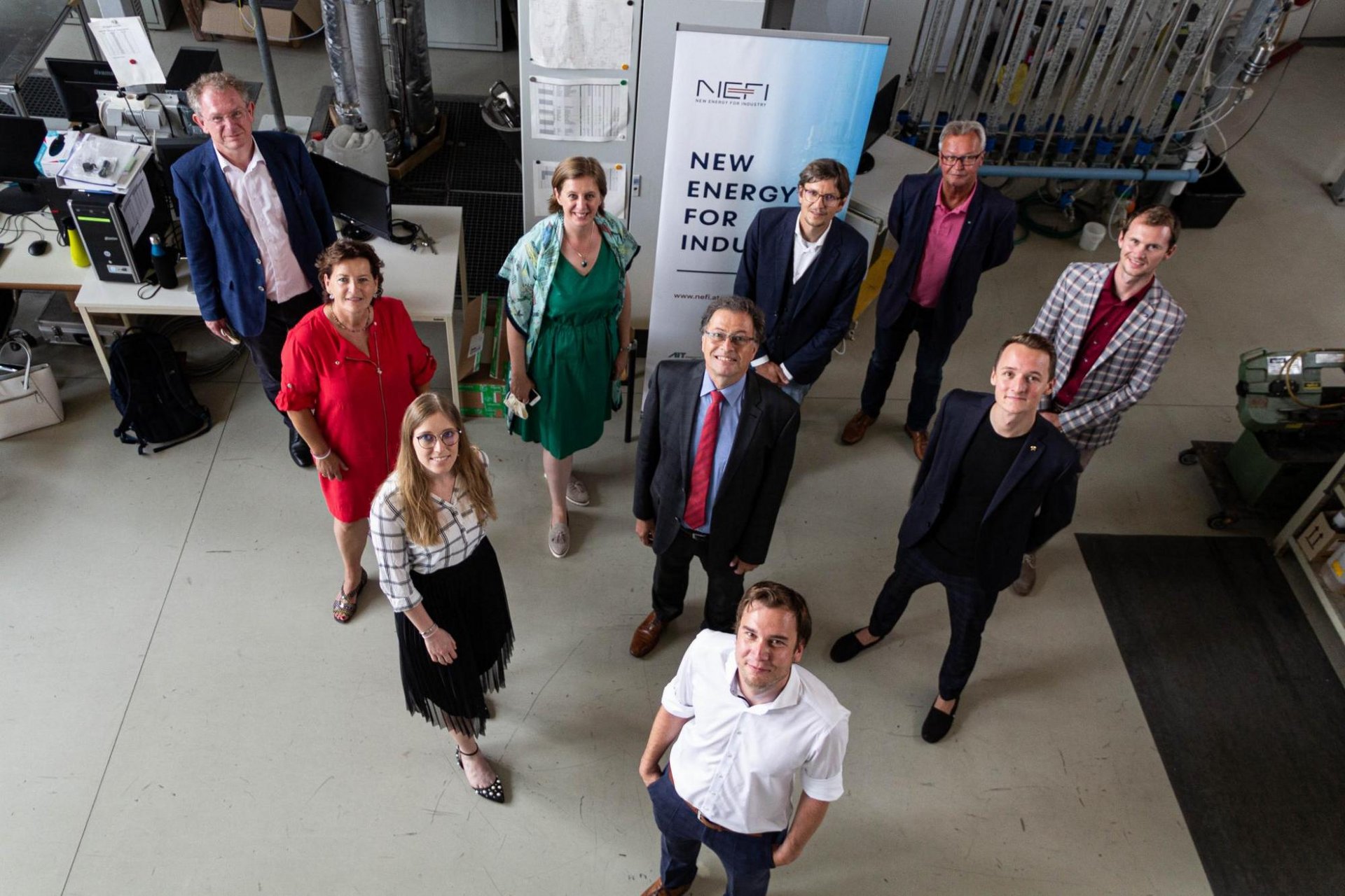 Gruppenfoto vom Besuch der Landesrätinnen im NEFI-Lab an der Montanuniversität Leoben