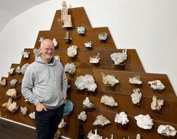 R. Pomberger with a collection of flos flori (Eisenblüte) from Styrian Erzberg Sammlung_Pomberger_1_Kopie