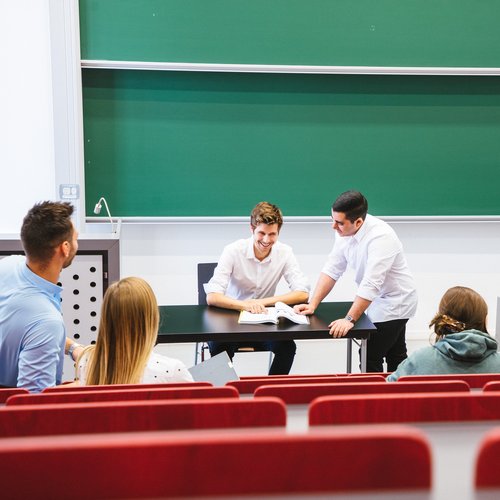 Students in the lecture theatre at Montanuniversität, University of Leoben in Austria.